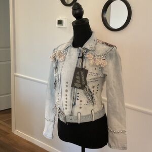Blank NYC Light Blue Embellished Jean Jacket